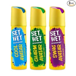 SET WET Deodorant Spray Perfume for men, 150ml (Pack of 3)