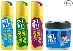 Set Wet Deodorant Spray Perfume (150ml Po3)+ Hair Gel 250ml for Men