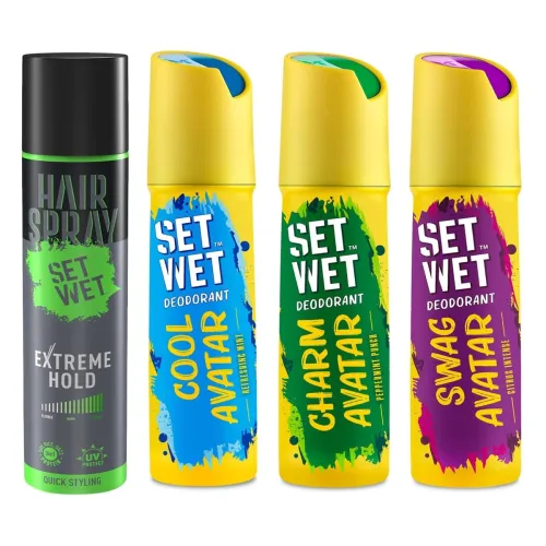 Image of Set Wet Men’s Deo (Pack of 3) & Hair Spray Extreme Hold – Combo