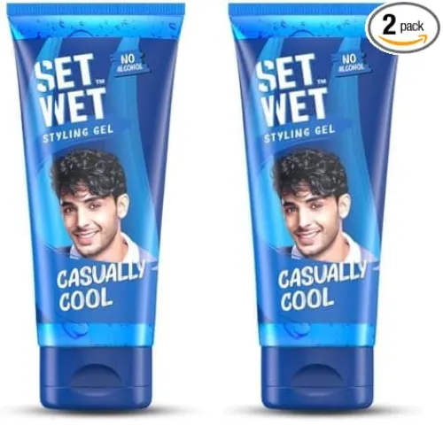 Image of Set Wet Styling Hair Gel for Men - Casually Cool, 100gm | Medium Hold, High Shine | For Medium to Long Hair |No Alcohol,