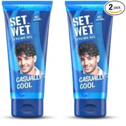 Set Wet Styling Hair Gel for Men - Casually Cool, 100gm | Medium Hold, High Shine | For Medium to Long Hair |No Alcohol,
