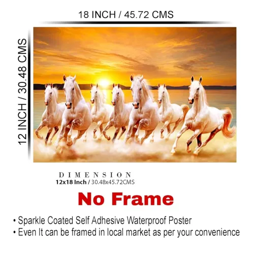 Image of Dharvika Innovations Seven Running Horses Vastu Vinyl Wall Poster