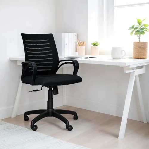 Image of Seventh Heaven Ergonomic Office Chair Mid Back Lumbar Support Armrest Fabric
