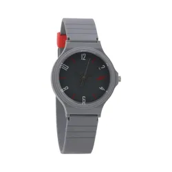 SF Quartz Analog Black Dial Plastic Strap Watch for Men