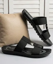 SGOEL Men Casual Sandal (Black , 9)