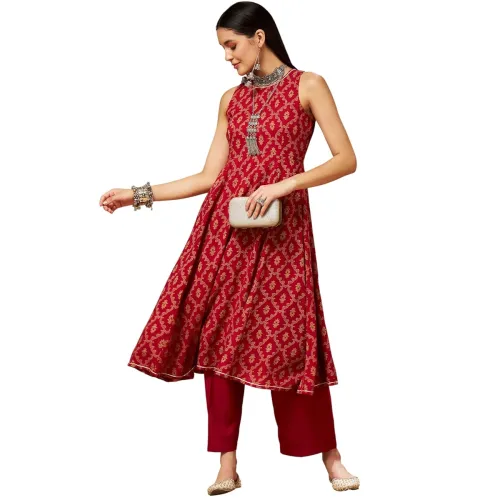 Image of Shae by Sassafras Women's Printed Rayon A-Line Kurta