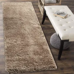 Shag Weaving 2 ft X 6 ft Polyester Carpet (Rectangle, Gold)