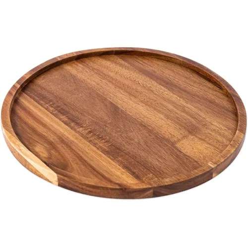 Image of Shahaz Crafts Round Wooden Tray 9 inch