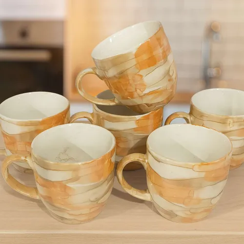 Image of shailzz's Pack of 6 Bone China Tea Cups Set of 6 | Coffee Mugs for Home Office, perfect for gifting (Multicolor, Cup Set