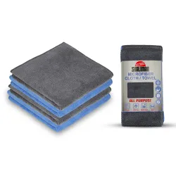 Shalimar Multi-Purpose Microfiber Soft Cleaning Towels for Car and Bike, Home, Glass Cleaning Cloth Pack of -4 (Blue and Grey)