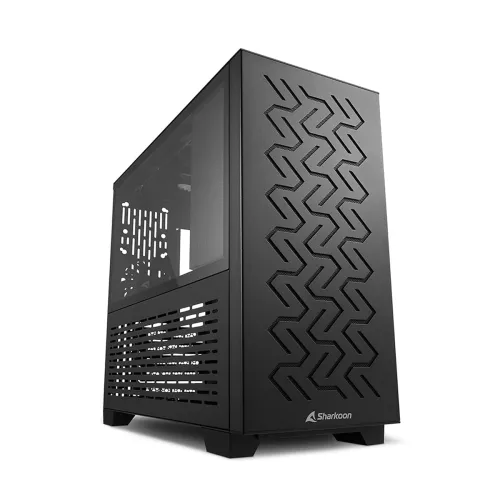 Image of Sharkoon MS-Z1000 Mid Tower PC Computer Case I Support Mini-ITX, Micro-ATX MB I Side Panel Tempered Glass with 3 x 120 m