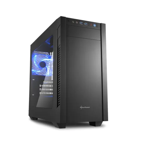 Image of Sharkoon S1000 Window Mid Tower PC Computer Case I Support Mini-ITX, Micro-ATX Motherboard I Acrylic Side Panel with 2 x