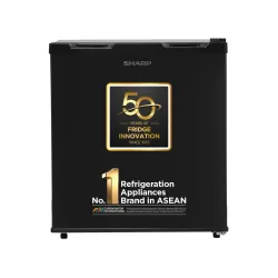 SHARP 50L 2 Star Mini Direct Cool Single Door Refrigerator |Japan 7 Shield Protection|Toughened Glass shelves (Metal Black, SJ-MRW055N3-PKS)