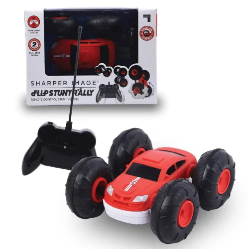 Image of Sharper Image Flip Stunt Rally Wireless Remote Controlled Car|360° Rotating |High Speed Off Road |Top Brand in USA |Red 
