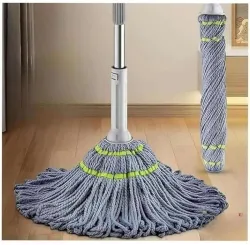SHARPNAL Multi-Surface Cotton Floor Cleaning Mop with Sturdy Steel Rod Microfibre Wet and Dry Brush (Multicolor, 2 Units