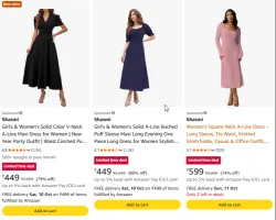 Shasmi Girls & Womens Solid Color V-Neck A-Line Maxi Dress for Women