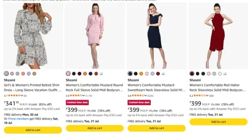 Image of Shasmi women's Dresses upto 83% discount 