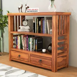Sheesham Wood Semi-Open Bookshelf for Living Room & Office
