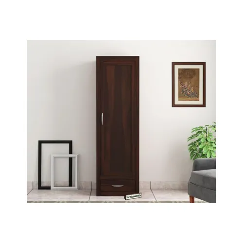 Image of Sheesham Wood Wardrobe with 1 Drawer and 4 Shelves Storage for Bedroom 