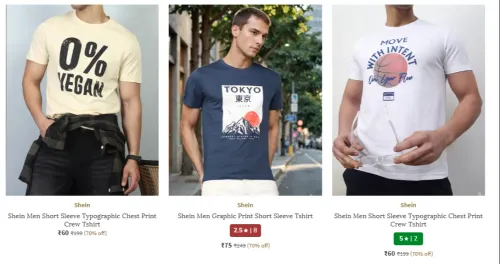 Image of Shein Men's cloths starting at ₹60