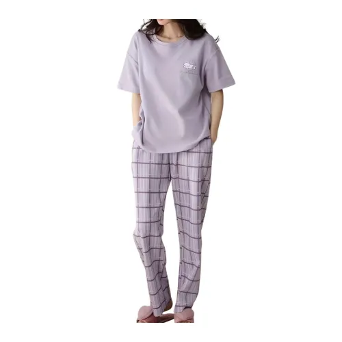 Image of SHIENZY Women Korean Style Night Suit | Round Neck Short Sleeve Cute Printed Cotton Pajama Set for Girls & Women | Soft 