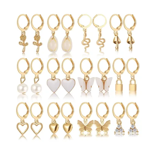 Image of Shining Diva Fashion 12 Pairs Combo Set Latest Stylish Drop Earrings for Women and Girls (15859er)
