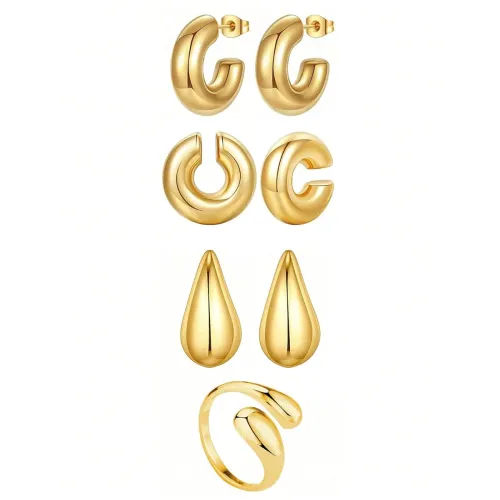 Image of Shining Diva Fashion Latest Stylish 7 Pcs Combo Earrings and Ring Jewellery Set for Women & Girls (16032er)