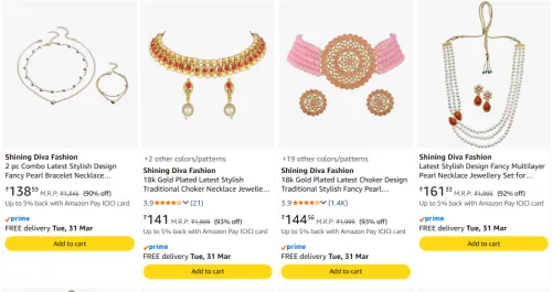 Image of Shining Diva Women Necklace Upto 93% Discount 