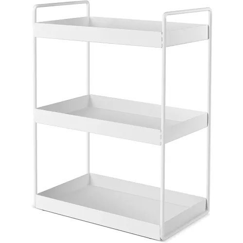 Image of SHIOK DECOR 3-Tier Standing Rack, Kitchen/Bathroom Countertop Storage Shelf Organizer,Bathroom Shelf White in Colour 