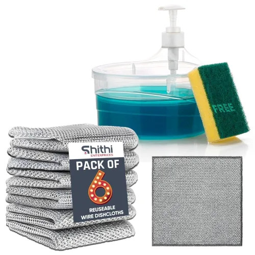 Image of SHITHI 2in1 Liquid Soap Dispenser +Dry Dishwash Cloths (PO6)