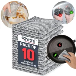 SHITHI ENTERPRISES Kitchen Multipurpose Reusable Wire Dishwashing Rags Stainless Steel Dishcloth Scrubber for Washing Dishes, Kitchen, Stove Cleaning Stainless Steel Wired Cloths (Pack of 10...
