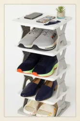 Shiv 5 Layer Foldable Shoe Rack | | Office Plastic Shoe Stand||plastic shoe rack Plastic Shoe Stand (Multicolour, 5 Shelves, Pre-assembled)