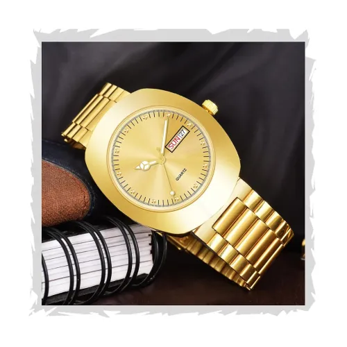 Image of Shocknshop Analog Day & Date Functioning Gold Stainless Steel Wrist Watch for Men