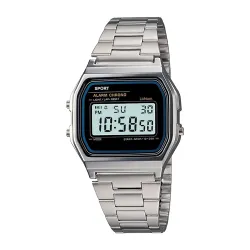 Shocknshop Digital Sports Square Dial LED Unisex Stainless Steel Strap Watch