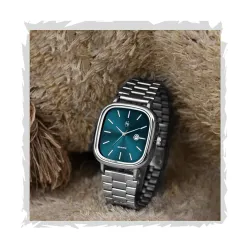 Shocknshop Stainless Steel Analog Square Dial Date Display Unisex Wrist Watch for Man & Woman -W148