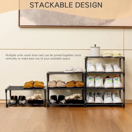 Image of Shoe Rack 4 Tier Shoe Rack With Shelf, Folding Shoerack For Bedroom, Living Room, Entryway, White, Footwear Stand For Ho