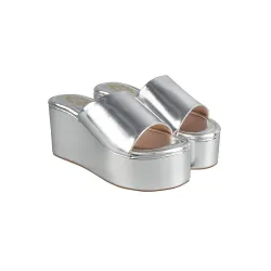 Shoetopia girls Little Silver Wedge Sandal - 8 UK 