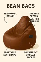 shop24care XL Chair Bean Bag Cover  (Without Beans) (Brown)