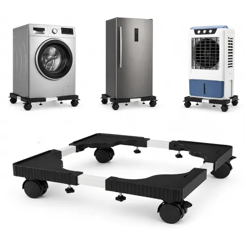 Image of Shop4ever Washing Machine Stand, Adjustable Heavy Duty Appliance Base with Wheels for Refrigerator, Dishwasher & Inverte