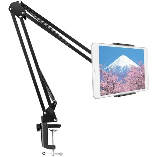 Image of SHOPEE Tabletop Overhead Tripod Mobile Tablet Stand for Table Bed | Aluminum gooseneck Phone Flexible Holder with Strong