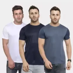 ShopGlobal Solid Men Multicolor T-Shirt  (Pack of 3)