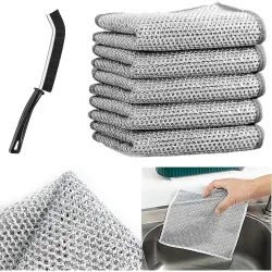 SHOPPOFOBIX Multipurpose Non-Scratch Wire Dishcloth, 9-Pack Soft Wire Dishwashing Rags Safe for Non-Stick Cookware, Scru