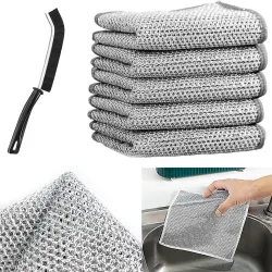 SHOPPOFOBIX Multipurpose Non-Scratch Wire Dishcloth, 9-Pack Soft Wire Dishwashing Rags Safe for Non-Stick Cookware, Scrubs & Cleans for Dishes, Sinks, Counters, Stove Tops, Easy Rinsing, Dur...