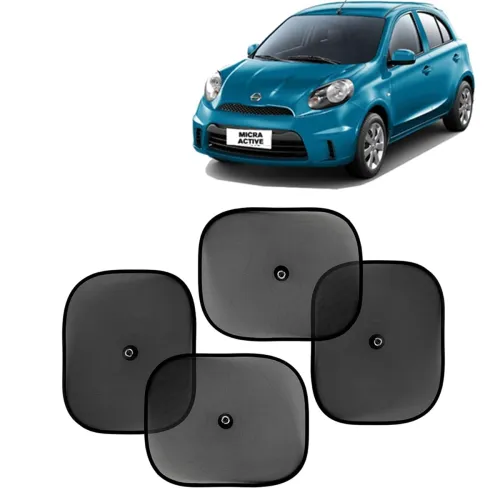 Image of Short title: KINGSWAY Car Window Sun Shades 4 Pieces, Black