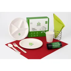 Shrayati Eco - Friendly Disposable Tableware Set - Pack of 108 Pcs, Perfect for Parties, Events, Picnic, Outings and Home | Picnic Pack | Sugarcane Bagasse Combo