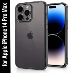 Click to enlarge shree divya Back Cover for Apple iPhone 14 Pro Max (Black, Transparent, Anti-Yellow, Silicon, Pack of: 1)