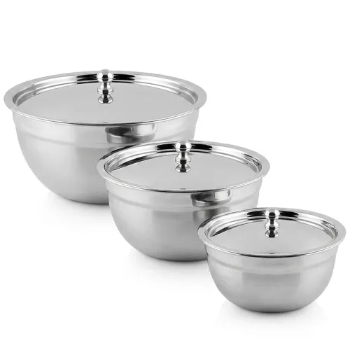 Image of Shri & Sam Steel Serving Bowls with Lids Set