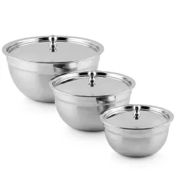 Shri & Sam Steel Serving Bowls with Lids Set