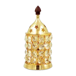 Shubhkart Crystal Deep Small Brass, Crystal Table Diya (Height: 5.5 inch)