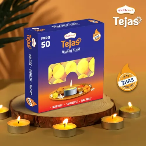 Image of Shubhkart Tejas Puja Ghee T-Light Candles (Set of 50)